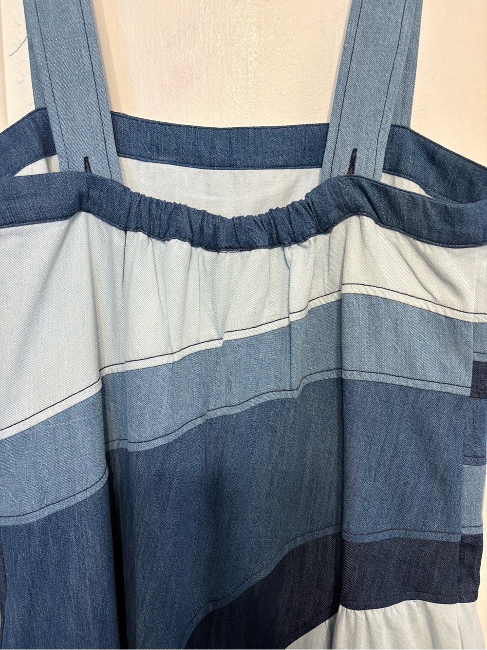 Pilcro (Anthropologie) Patchwork Indigo Blue Denim Midi Dress. NWT - Picture 5 of 12